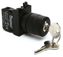 CP102AC30 Кнопка с ключом, с фиксацией 2-0-1, ключ вынимается во всех положениях (1НО+1НЗ) IP65. РИТЕТ