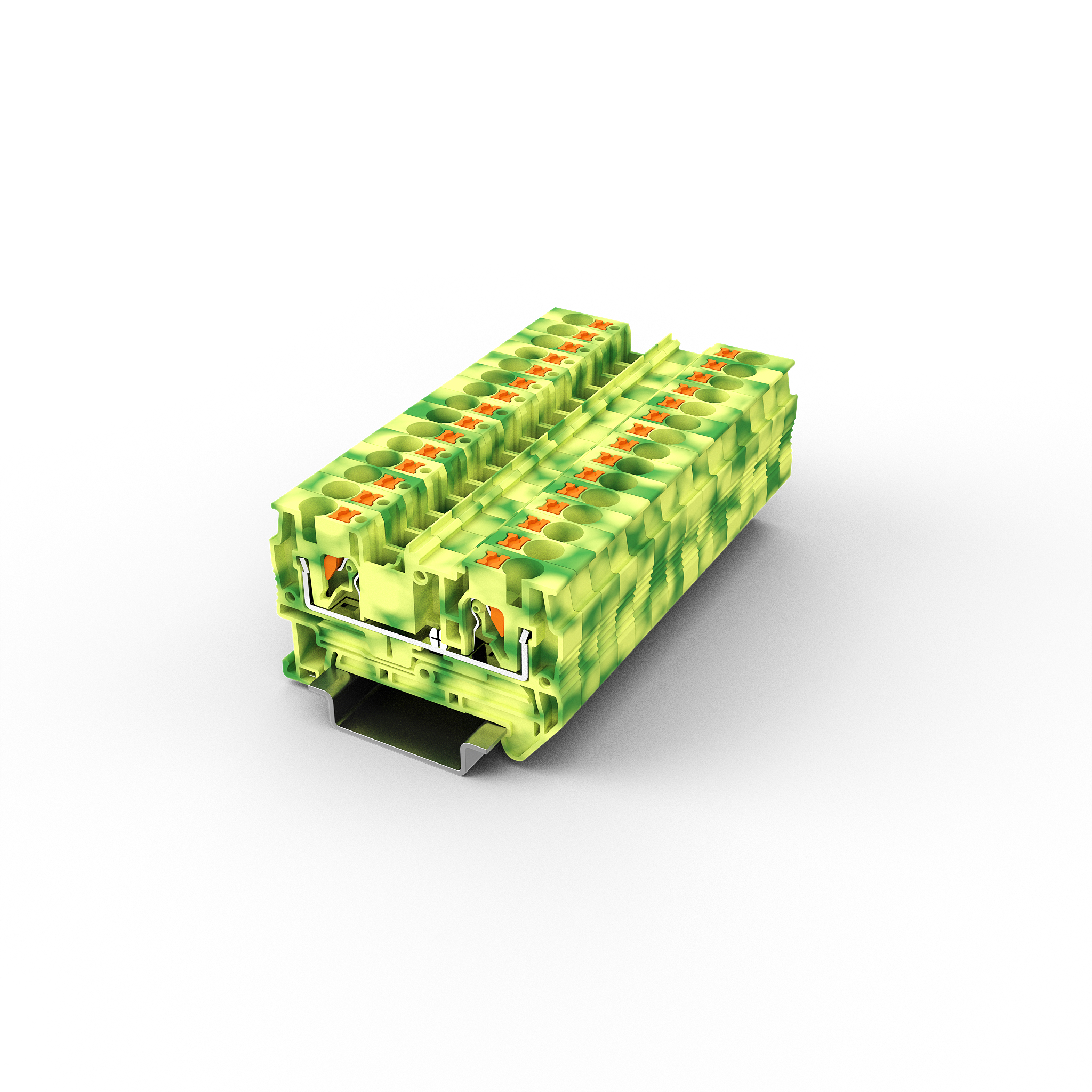 Клемма быстрозажимная заземляющая, ном. сеч. 10 кв.мм, ширина 8,2 мм, на рейку DIN35, жёлто-зеленый цвет