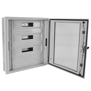 CPD4006510SAPP Корпус щита распределительного 400x650x100мм, DIN-рейки 45M(3x15), встраеваемый, металл, прозрачная дверца из гнутого стекла, серый цвет. РИТЕТ