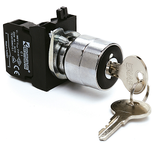 CM102AC20 Кнопка с ключом 0-1, ключ вынимается во всех положениях (1НО+1НЗ) IP65 металл. РИТЕТ