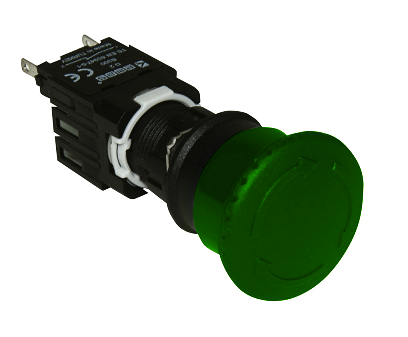 Кнопка "Грибок" 16 мм зеленая (1НО). РИТЕТ