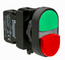 CP102K21KY Кнопка сдвоенная, выступающая красно-зеленая (1НО+1НЗ) IP65. РИТЕТ