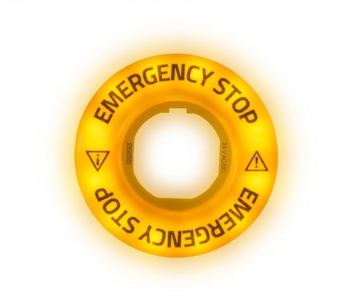 Табличка аварийной кнопки EMAS с подсветкой Ф60мм. РИТЕТ