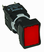 D100DDK Кнопка нажимная прямоугольная 16 мм без фиксации красная (1НО). РИТЕТ