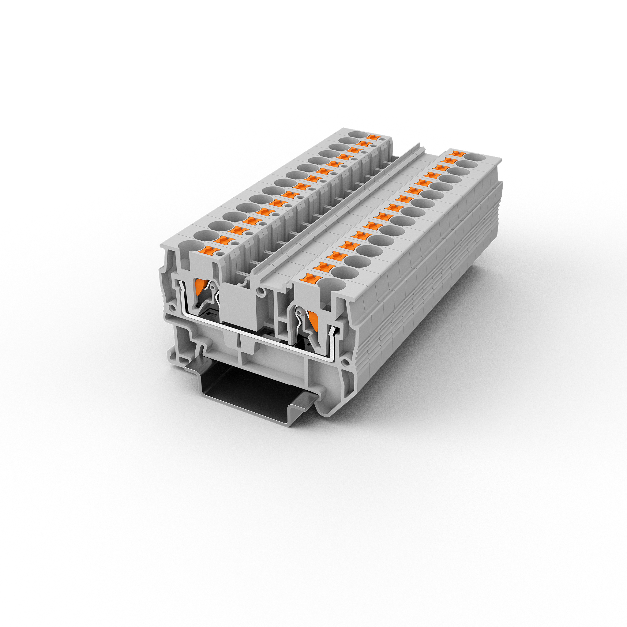 Клемма быстрозажимная проходная, ном. сеч. 6 кв.мм (800V, 32A), ширина 6,2 мм, на рейку DIN35, серый цвет